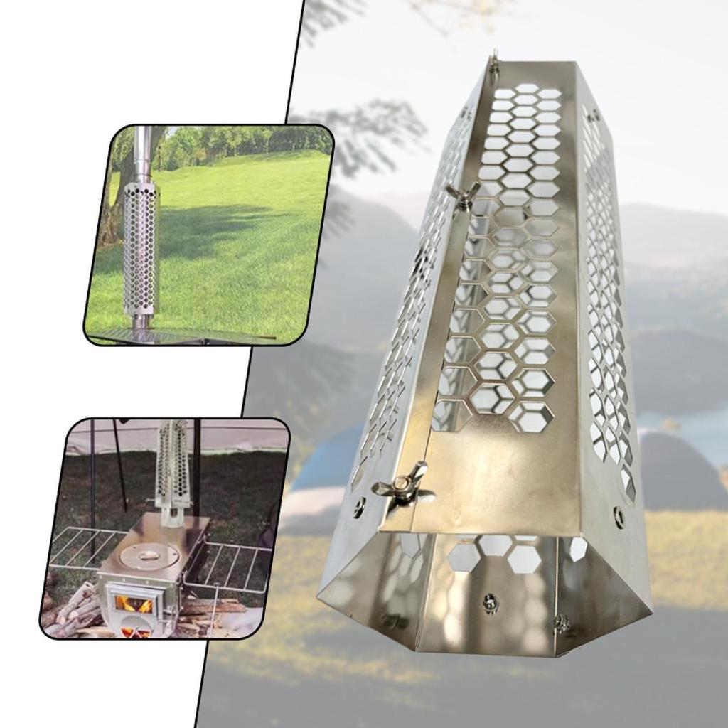 Stove Pipe Spark Arrestor Stainless Steel Tube Chimney Extension Filter for Tent Stove Fireplace Camping Cooking Accessories