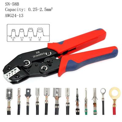 Tab 2.8 4.8 6.3 SM2.5 DuPont2.54 Car Connector Wire Ratchet Tools SN-58B(=SN-48B+SN-28B) Krimpovací kleště 0,25-1,5mm² /23-16AWG