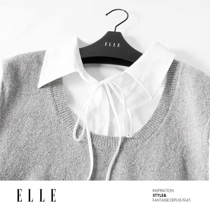 ELLE Faux Two-Piece Vest Shirt Knitted Sweater