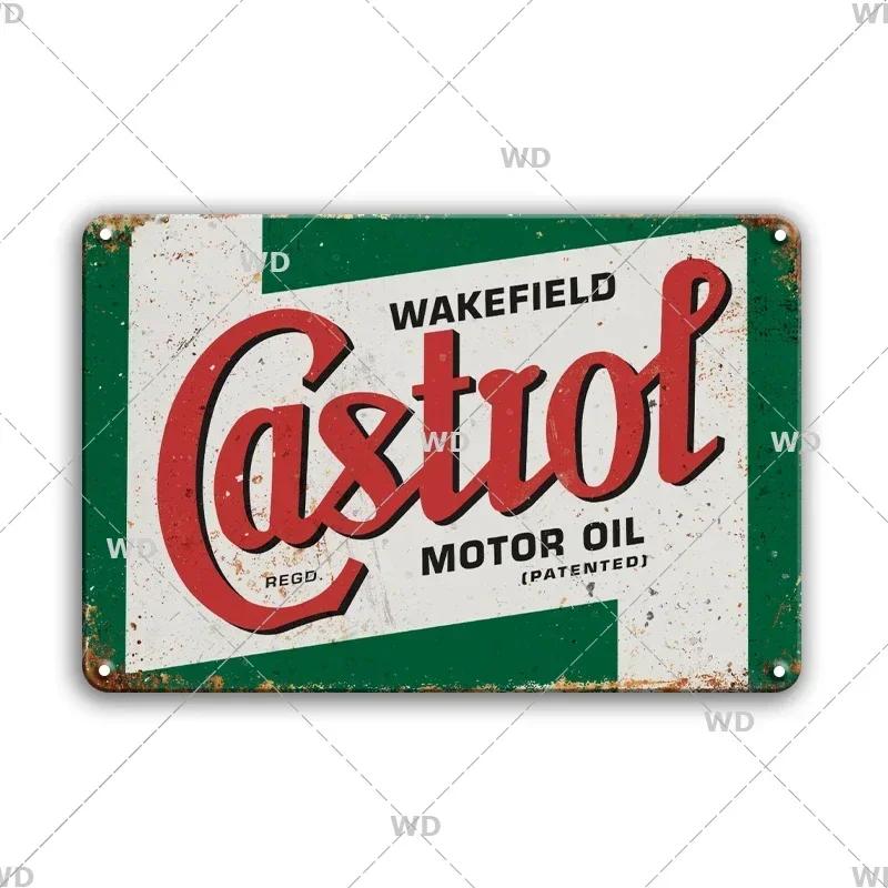 Castrol Motoröl Blechschild - Perfekt für Vintage Garagendekor - Tankstellenstil Wandplatte