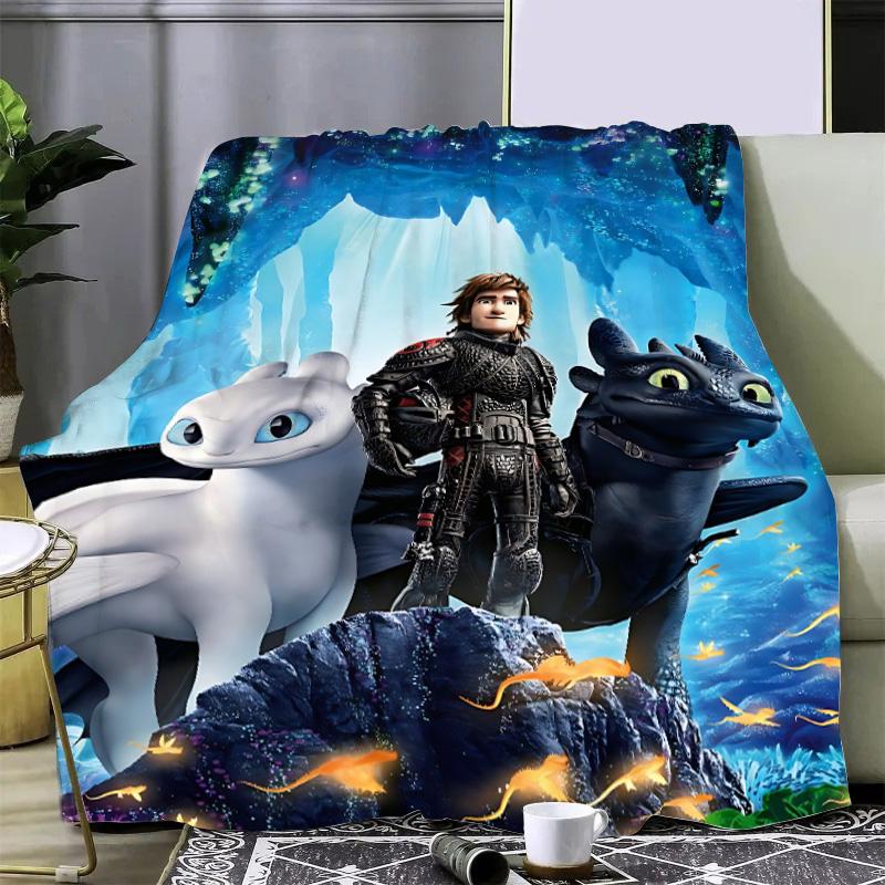 Heißer Film Drachenzähmen Leicht Gemacht Niedliche Drachen Aufgedruckte Picknickdecken Warme Decke Weiche und Bequeme Decke Zuhause Reisen Geburtstagsgeschenk