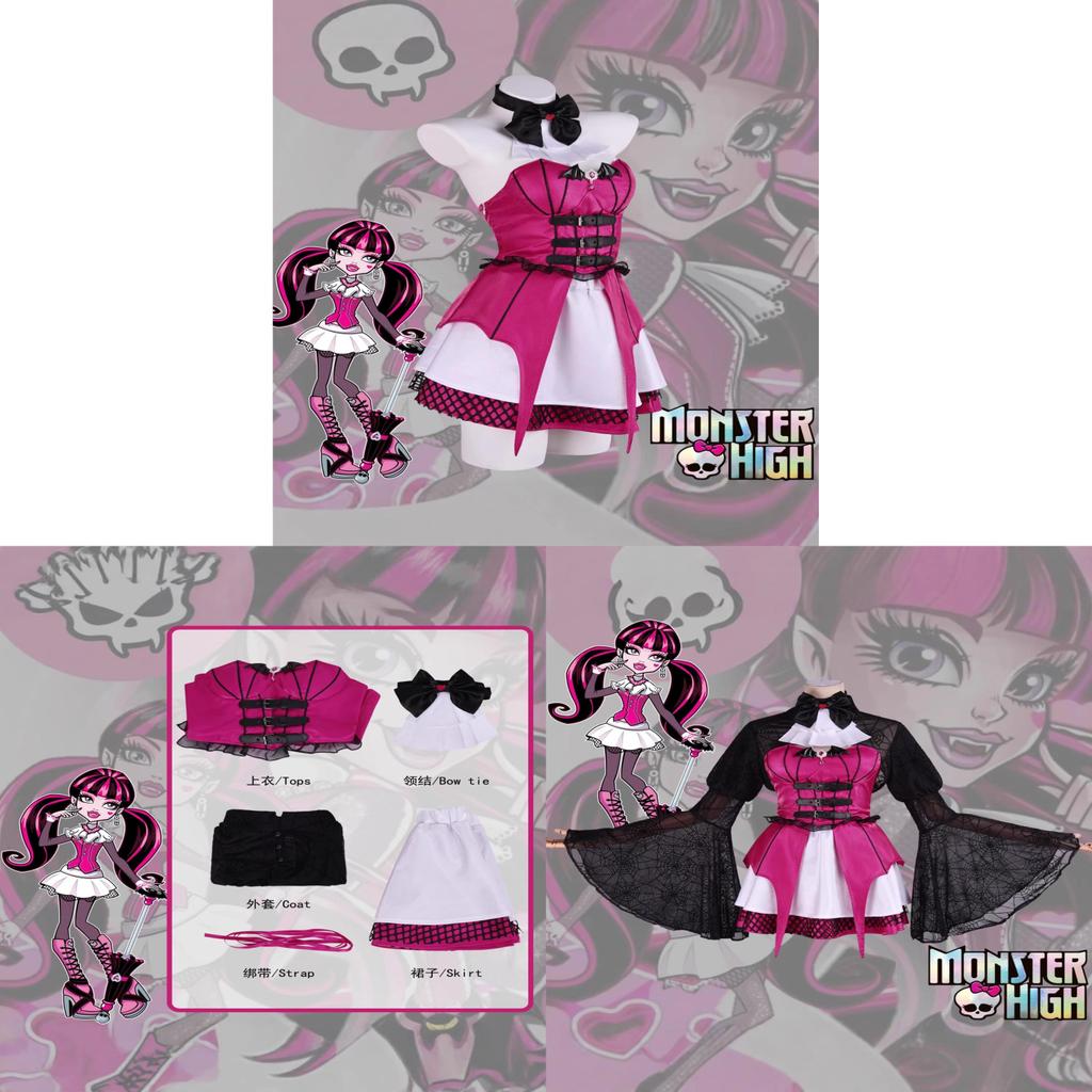 Monster High Draculaura Cosplay Costume For Halloween Vampire Lolita Short Skirt For Women