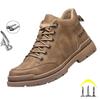 Fashion Leather Boots For Men Safety Wrok Shoes Construction Anti-smash Anti-puncture Sneakers Indestructible Male Footwear