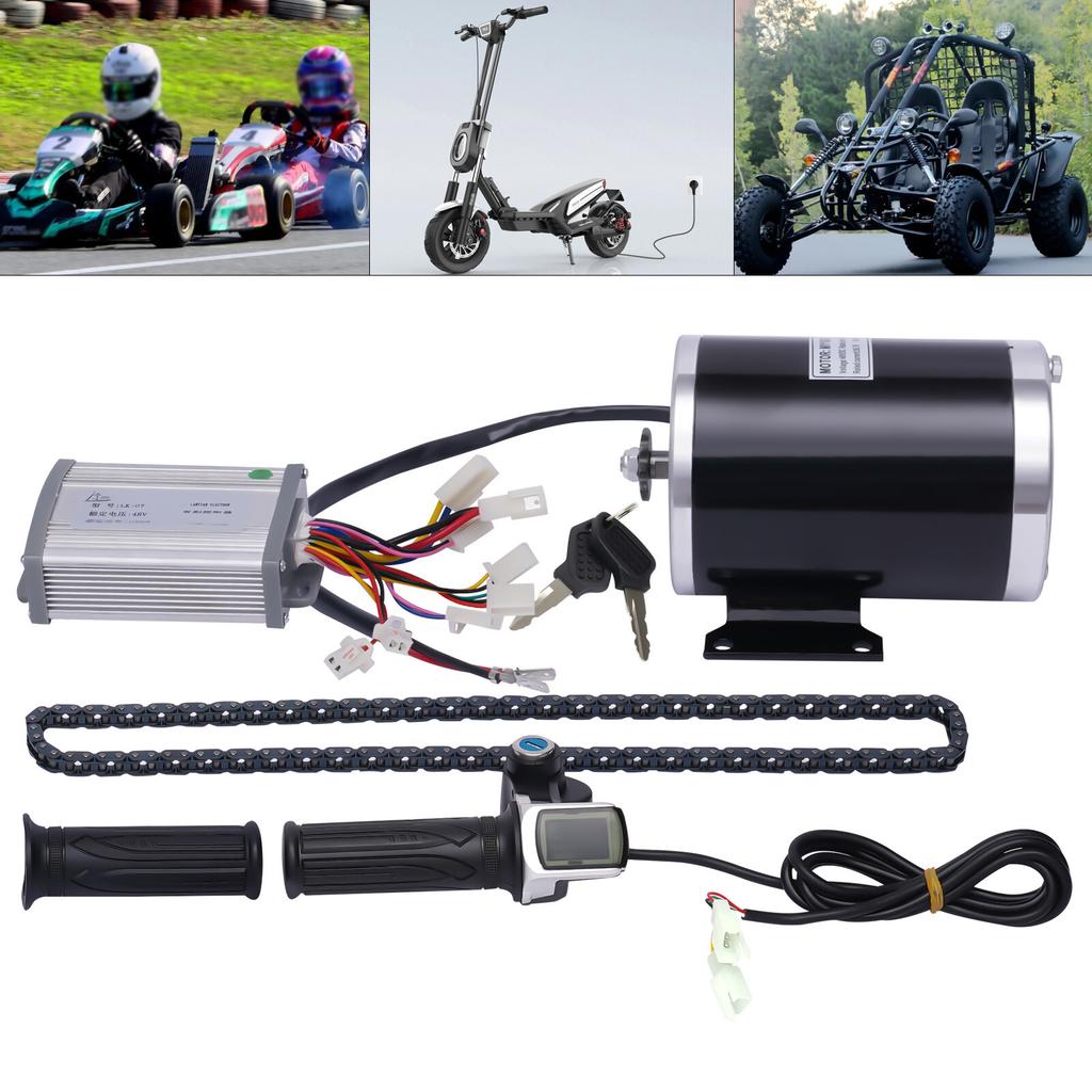 48V 1000W Brushed Motor Kit, 4.5N.M Torque Electric Bike Conversion Kit with Controller & Throttles with LED Display, Infinitely