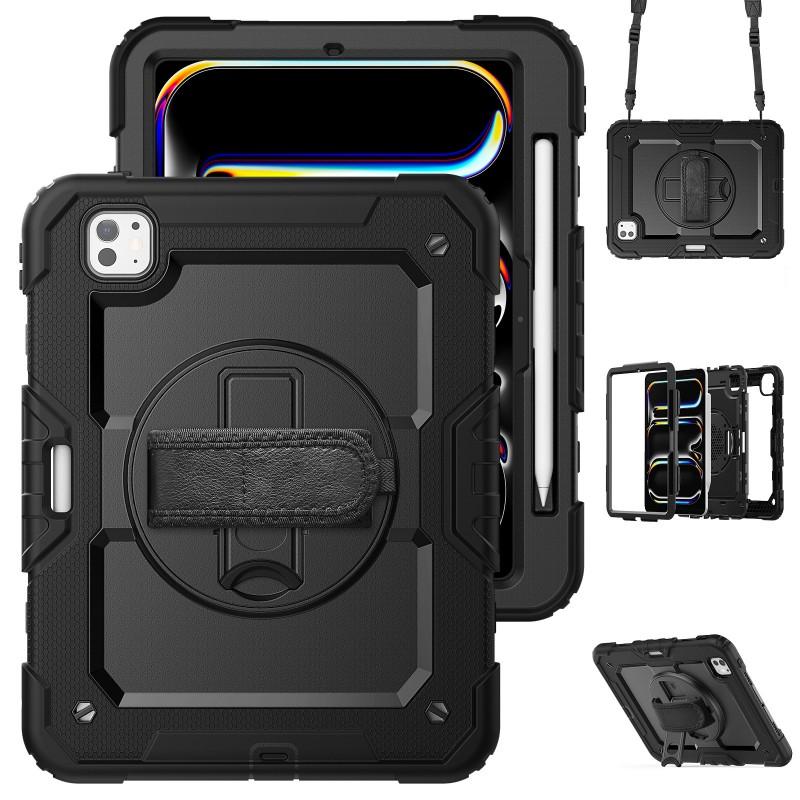 IPad Pro 11 Inch M4 M5 Case 360 Rotating Stand Shockproof Silicone Hard Shell Portable Handheld Cover