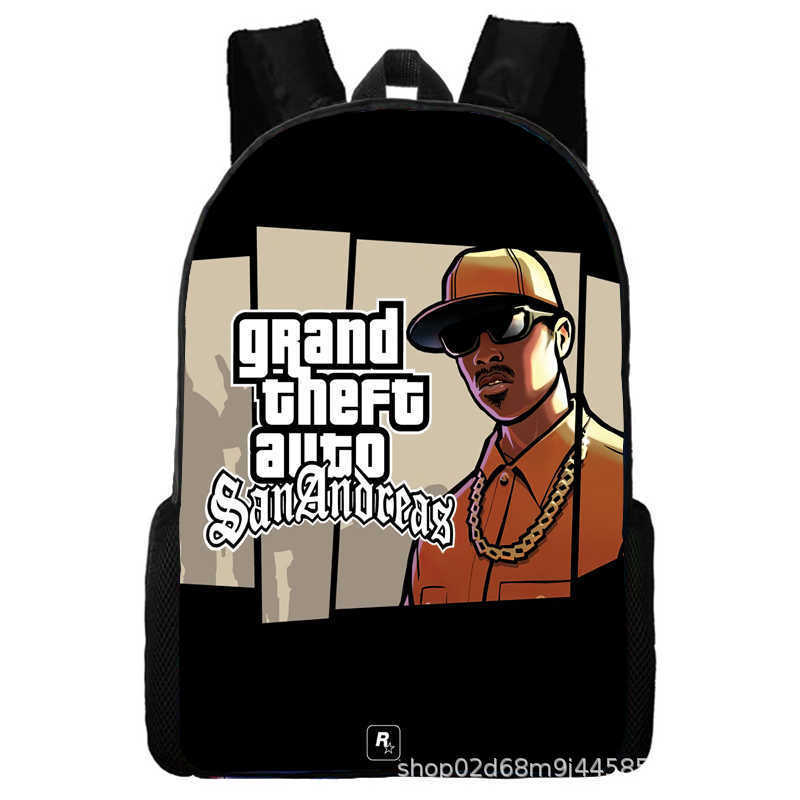 Grand Theft Auto Grand Theft Auto Peripheral Animation Backpack Men's and Women's School Bags