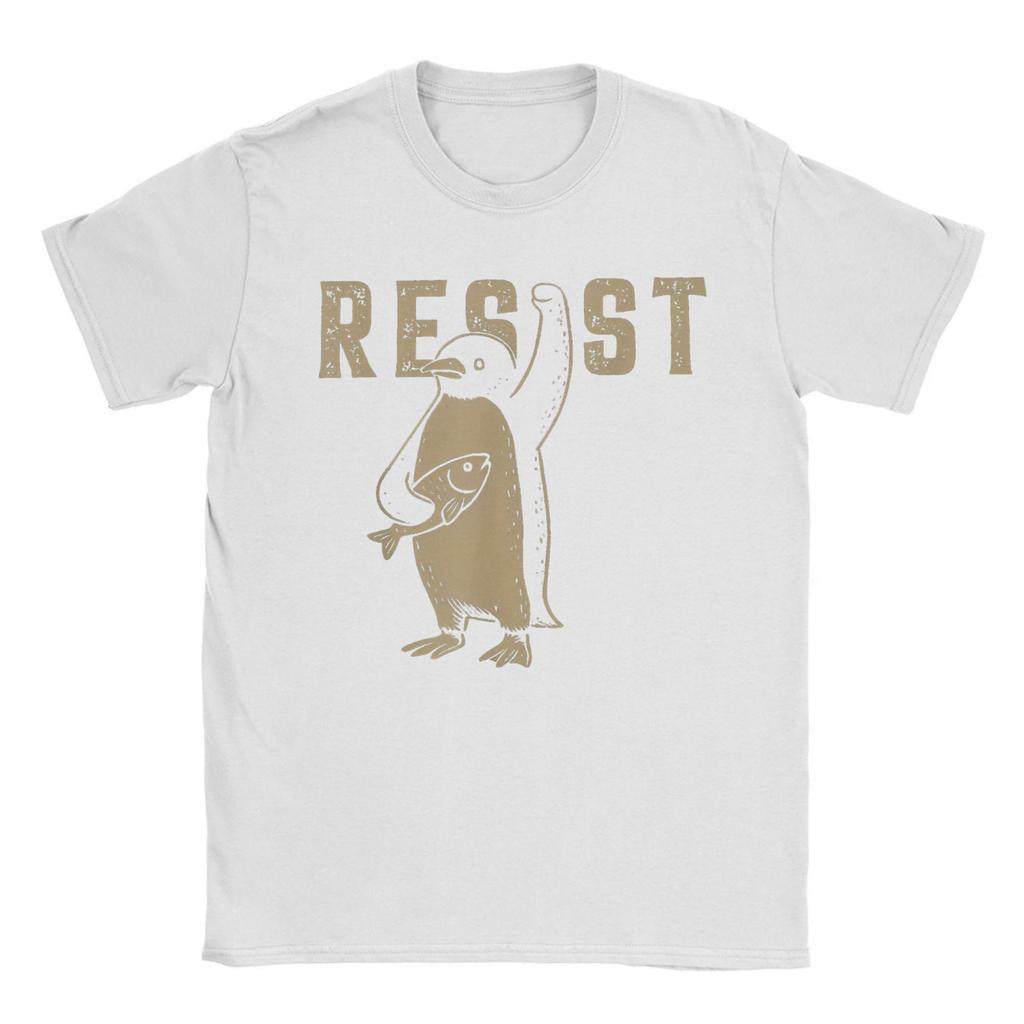 Men women T-Shirts Resist Humorous Tees Short Sleeve Penguin Activism T Shirt Crewneck Clothing Birthday Present