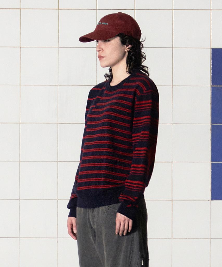 UNALLOYED Argyle Elbow Stripe Knit / Navy