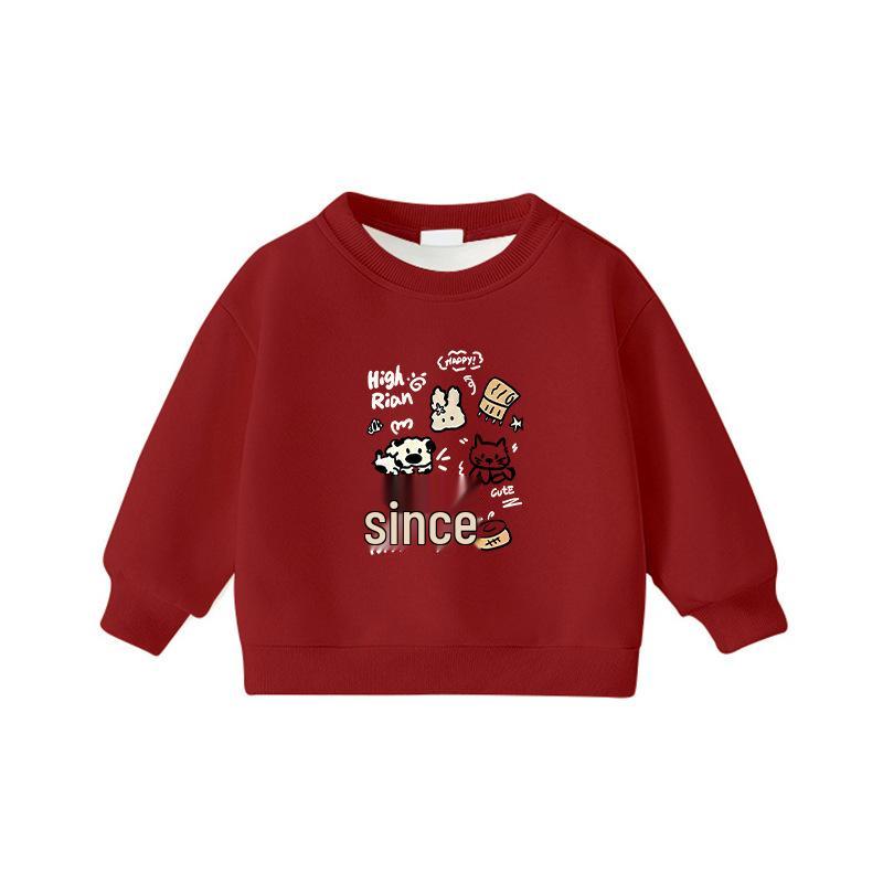 Child's Warm Cartoon Sweatshirt: Velvet, Thick, Long-Sleeve, Winter-Ready, Korean Casual Style—No Hood