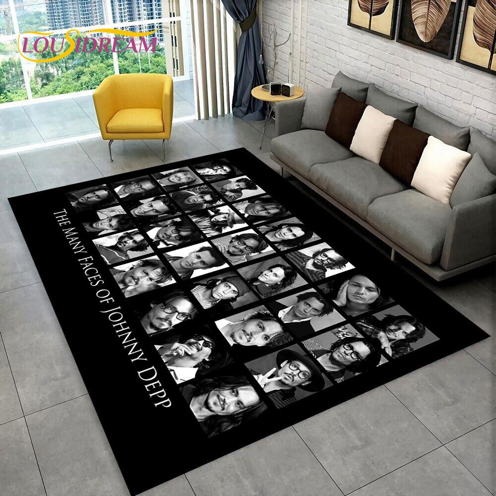 3D Printing Johnny Depp Series Area Rug,Carpet Rug for Home Living Room Bedroom Sofa Doormat Kitchen Decor,Non-slip Floor Mat HD