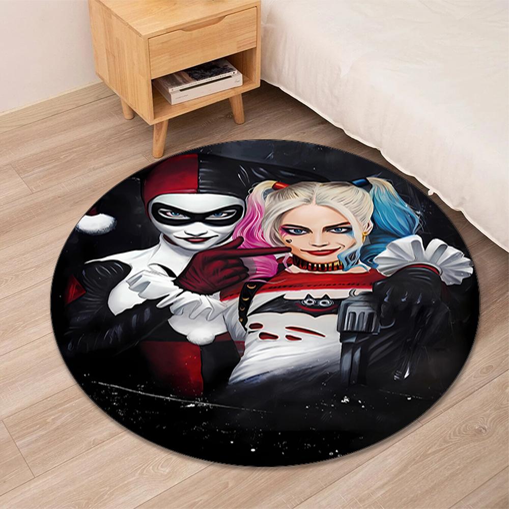 Harley Quinn Printed Round Rug Carpet Chair Rug Area Rug Entryway Doormats,for Office Chair Living Room Bedroom Kitchen Room.