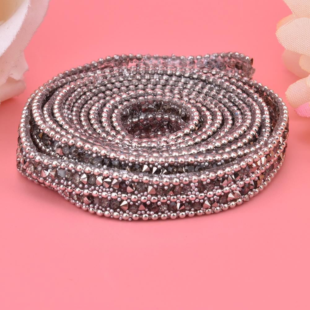 1m X 1cm Crystal Glass Rhinestone Beaded Chain Hotfix Ribbon Wedding Dress Jeans