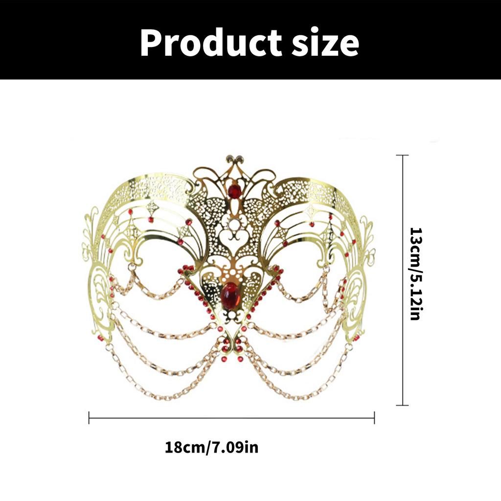 Metal Tassels Masquerade Mask with Rhinestones Masquerade Costume Accessories For Women Wedding Halloween Masquerade