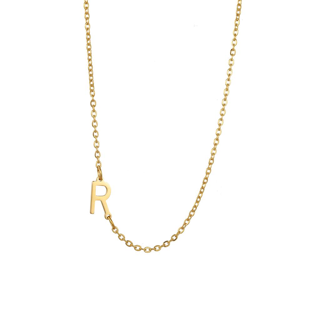 Cazador Sideways Tiny Letter Initial Necklaces A-Z Letters Necklace Stainless Steel Necklace For Women Gift Anniversary Jewelry