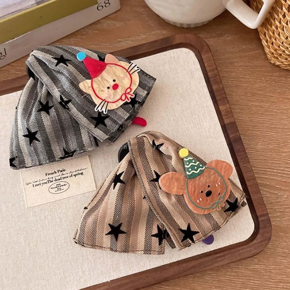 Bow Cartoon Animal Shark Clip Sweet Acrylic Canvas Claw Clip Rabbit Women Hair Accessories  School
