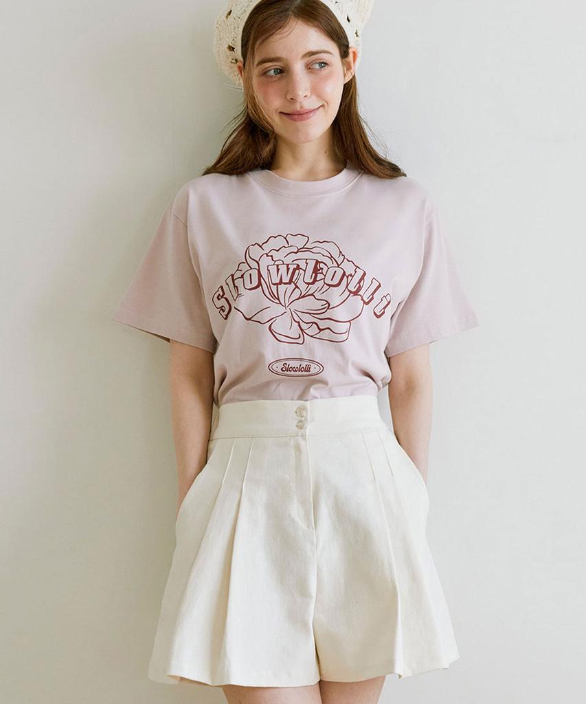 SLOWLOLLI Flower-Printed T-Shirt_2 Colors