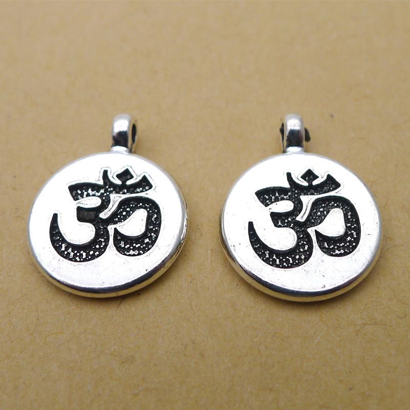 10 szt./partia Srebrny kolor Czakra Amulet OM Budda Lotos Wisiorki Pasują do DIY Tworzenie Biżuterii Elementy Akcesoria do Bransoletki Jogi 15*15mm