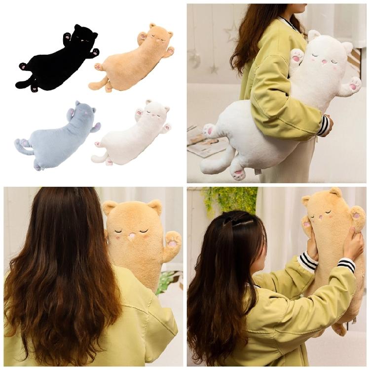 Lovely Cat Plushie Pillow Long Huggable Cute Stuffed Animal Toy for Children