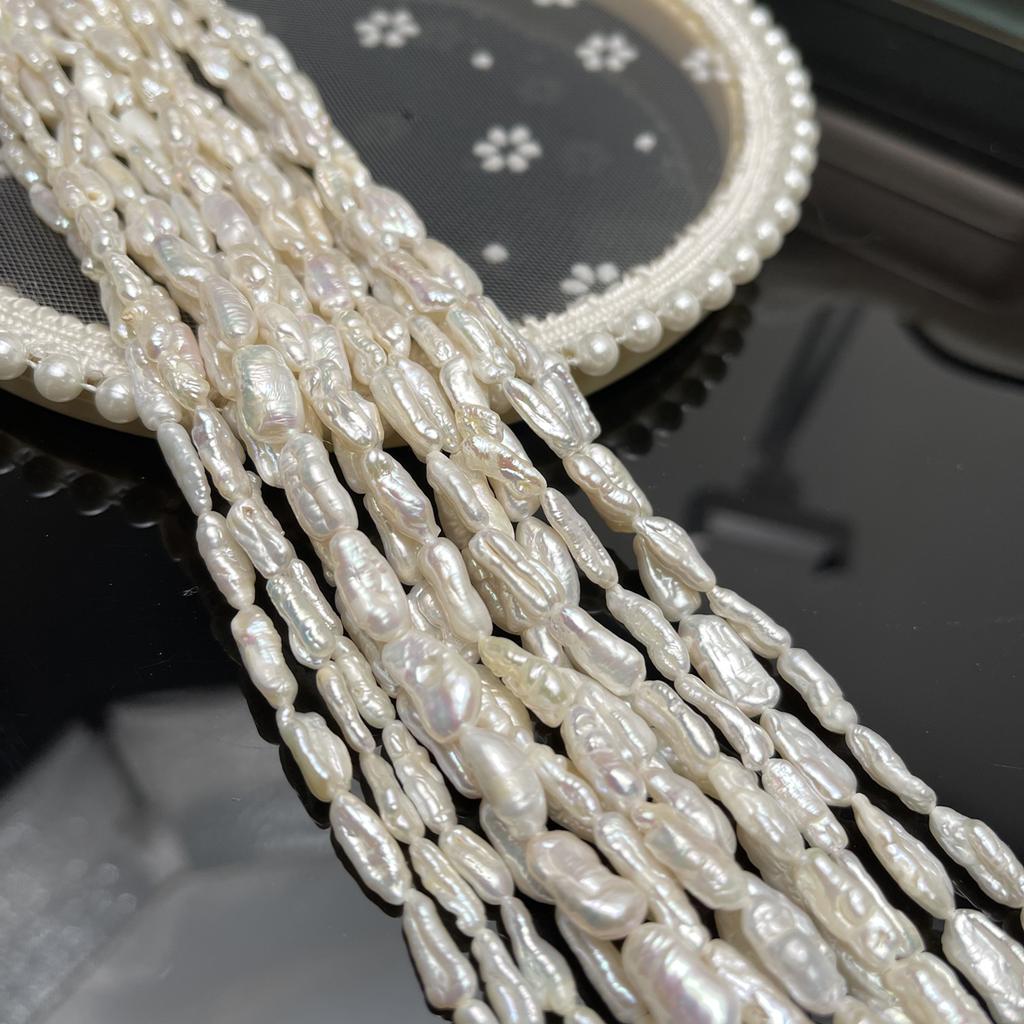 1String, White Natural Freshwater Pearls, Small Pipa Pearl Beads for Jewelry Making DIY Necklaces, Bracelets Crafts Length 36cm