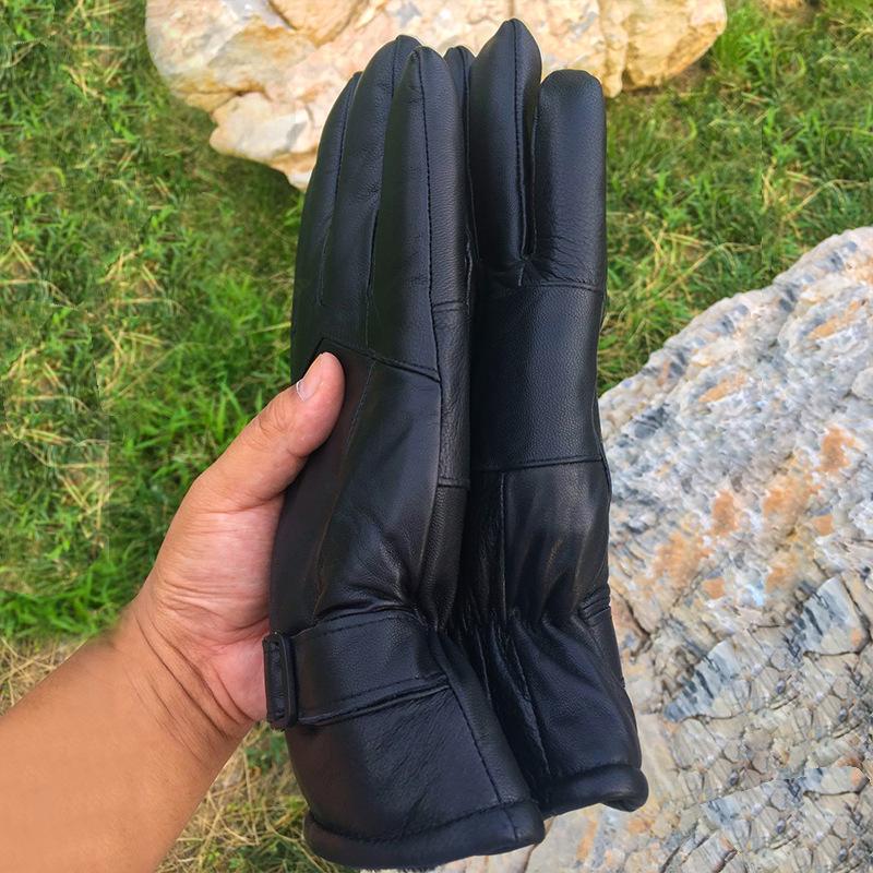 Leather Gloves, Sheepskin and Fur Integrated, Men's and Women's Outdoor Riding, Warm and Thickened, Winter Cycling, Driving, Motorcycle Waterproof