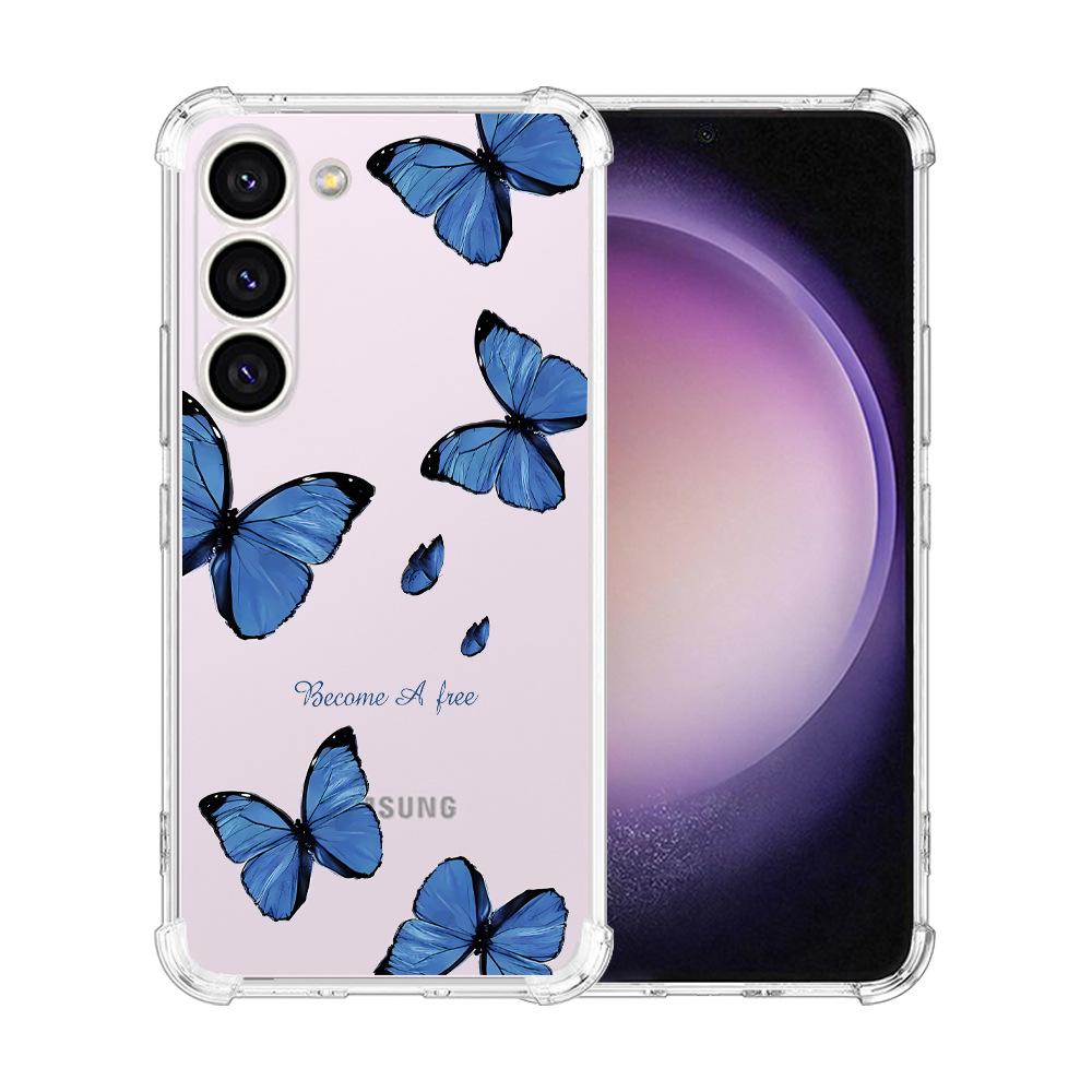 Samsung Galaxy S24 Ultra Case Airbag TPU Painted Butterfly Flowers - Perfect Fit