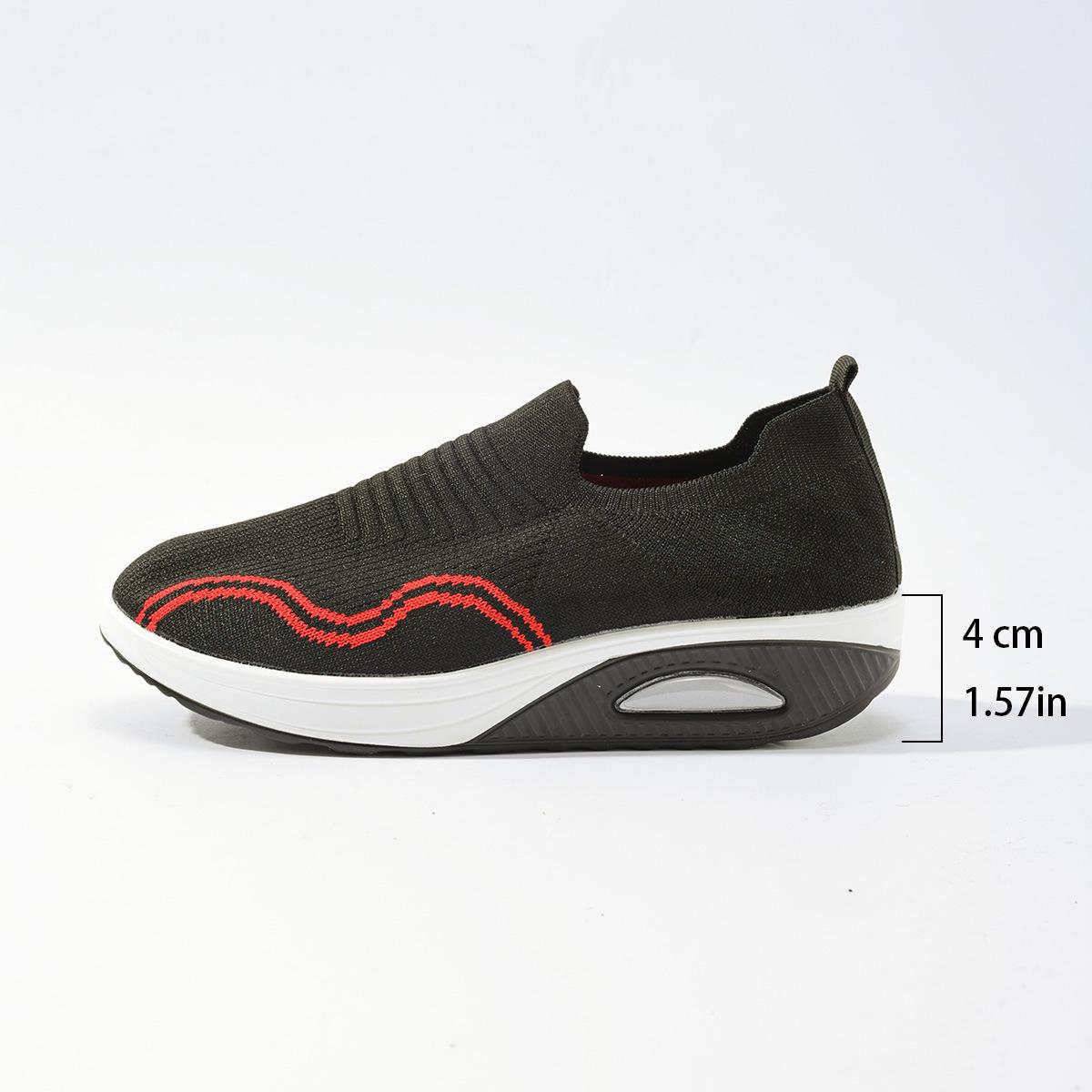 

2025 spring and autumn new knitted low-top large-size fashion color matching sports women s platform casual shoes 43 чёрный