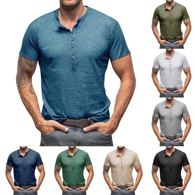 Men's Summer Solid Round Neck Short Sleeved T-shirt