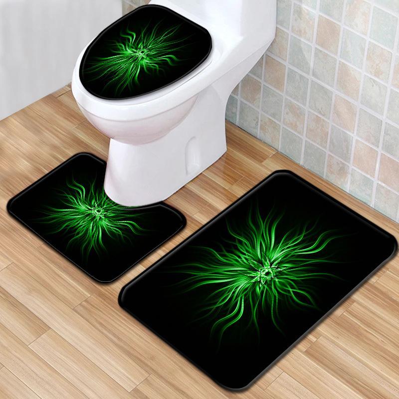 Cool Pattern Bathroom Floor Mat Toilet Three-Piece Set