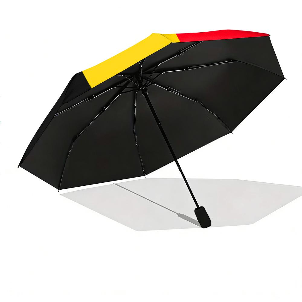 Ombrello Pieghevole Automatico Stampa a Strisce Verticali Nero Giallo Rosso Bandiera del Belgio Impermeabile Antivento Compatto per Viaggio