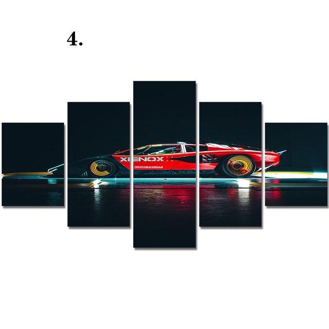 Posters Modular Prints HD 5 Pieces Racing Game Canvas Painting No Framework Picture Modern Living Room Home Decoration Wall Art