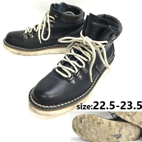 

STOKTON Italy leather short boots 22.5-23.5 brown Vibram(USED)