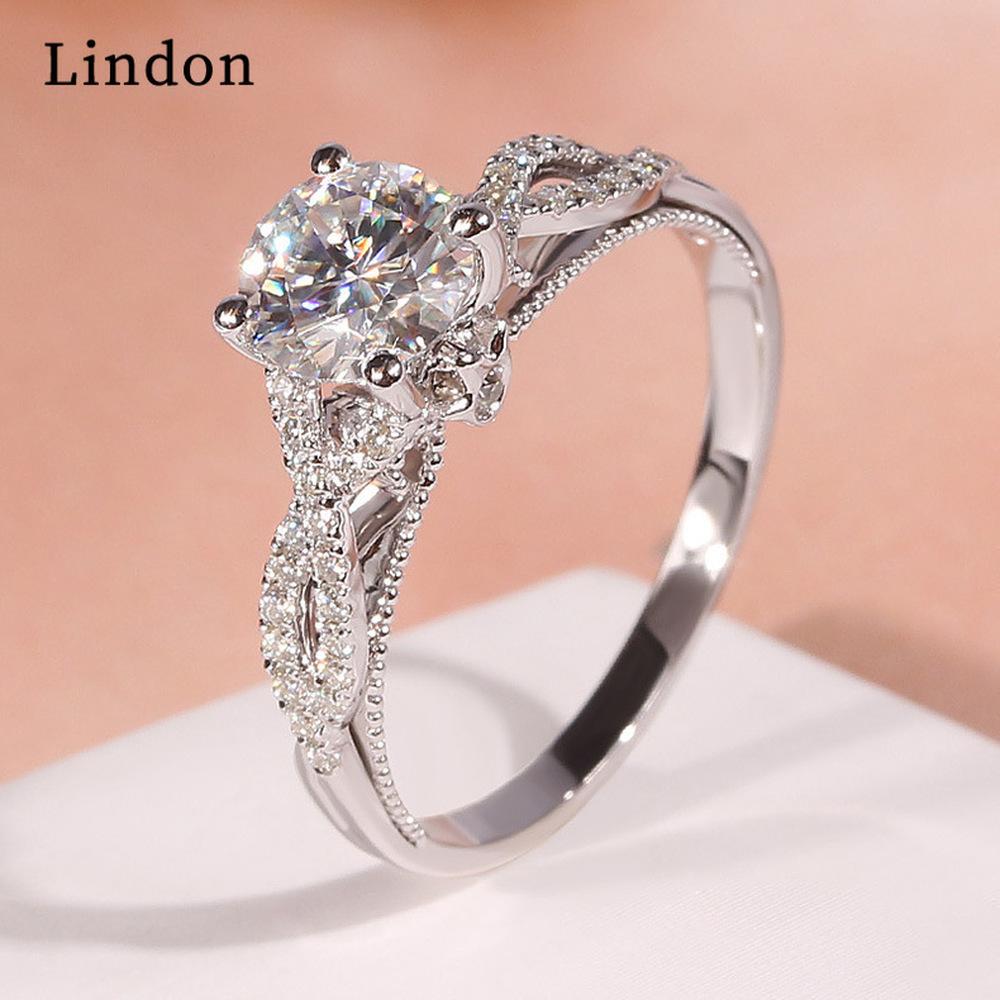 Lindon Classic Zircon Ring Dame Smykker Bryllup Løfte Party Gift