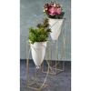 Metal 2-Piece Gold-Legged Decorative White Flowerpot