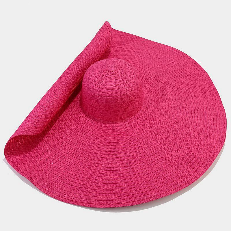 Elegant Women Oversized Beach Sun Hat 25CM Large Wide Brim Outdoor Travel UV Protection Straw Hat