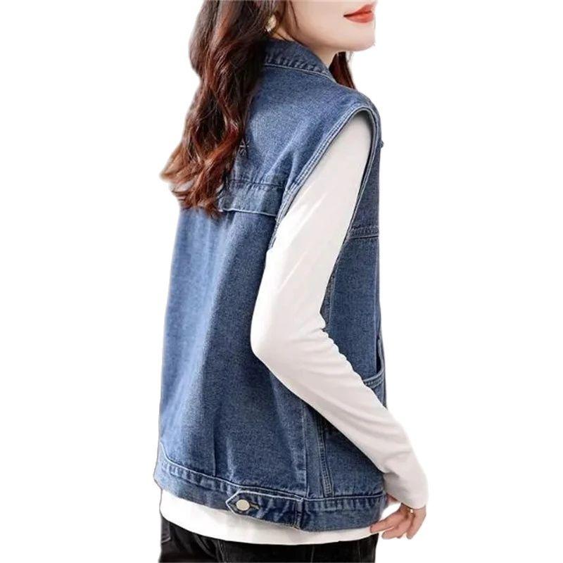 Women's Denim Vest Jacket Spring and Autumn Elegant Comfortable Ladies Coat Casual Sleeveless Female Cowboy Tank Top
