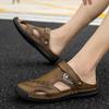 Men's Genuine Leather Cross-Border Baotou Sandals: Non-Slip Soft-Soled Shoes, Dual-Purpose Outdoor & Casual Beach Wear.