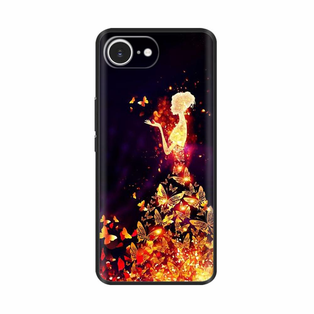 Soft TPU Black Silicon Phone Case For iPhone 16E iPhone16E SE 2025 SE4 5G Painted Shockproof Shell Cover Cases Bumper Funda Capa