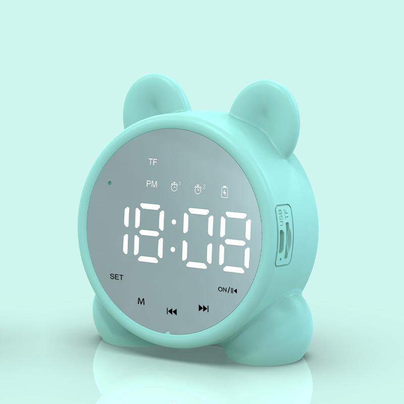 Table Clock Bluetooth Wireless Audio Mini LED Mirror Digital Alarm Clock Temperature Weekend Display Desk Clock
