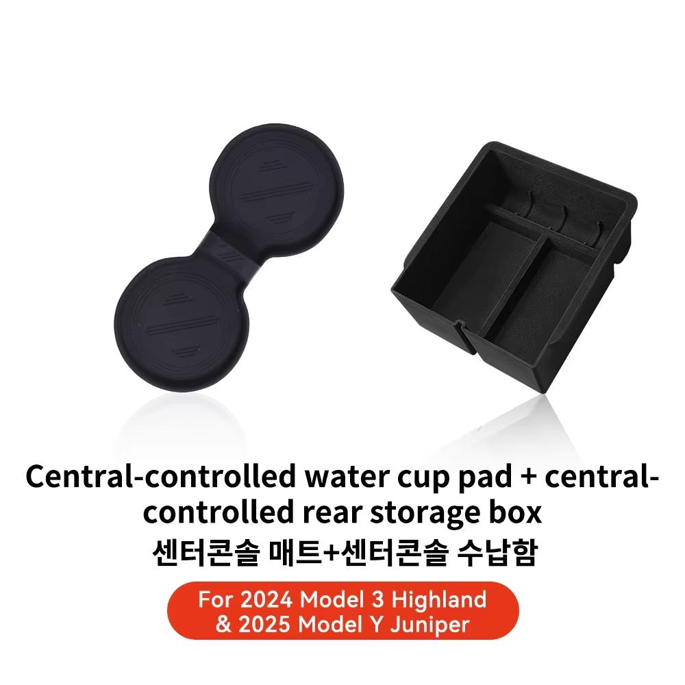 YZ For Tesla Highland Model 3 Y Juniper Hidden Storage Center Console Armrest Front and Rear Layered Grid ABS Organized Flocking