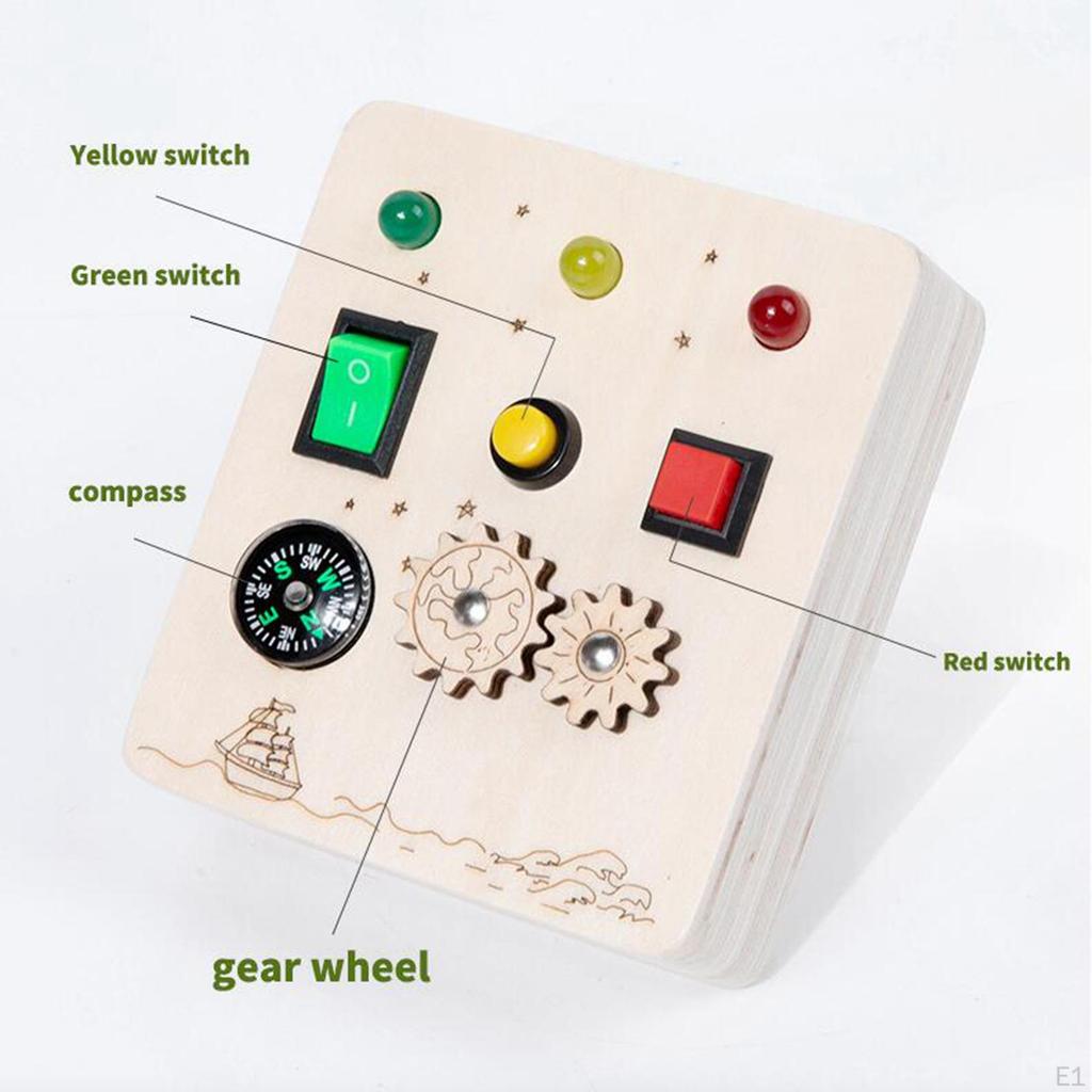 Switch Board Electronic Educational Toy Wooden Sensory Toys with Buttons Busy Led