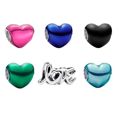 Multicolor Heart Rose Love Charm Bead Genuine Copper Beautiful Pendants Fits DoItYourself Bracelets Necklaces Boutique Couple Gifts