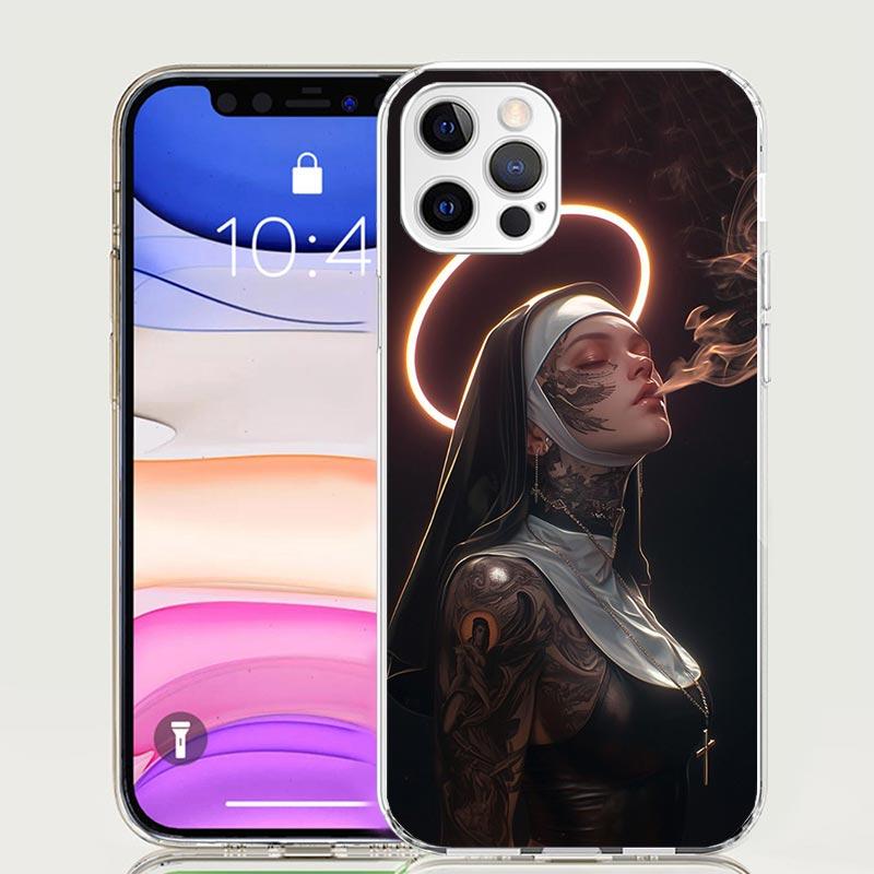 Dark Demon Nun Phone Case For iPhone 18 17 Air 16 15 Plus 11 14 Pro Max 13 Mini 12 7 8 + SE Pattern Art Customized Cover 17 Air 16