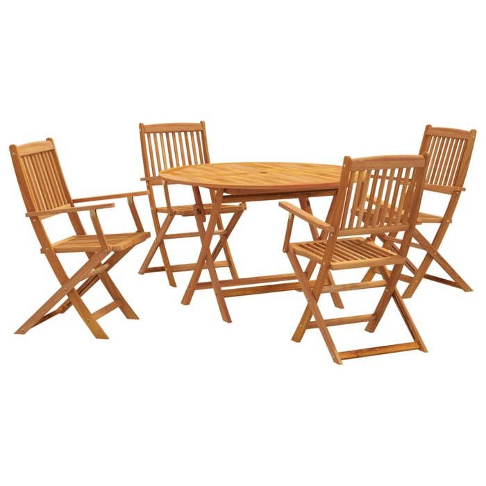 VidaXL Ensemble à Manger de Jardin 5 pcs, Chaises et Table à Dîner, Meubles de Terrasse Patio Extérieur, Rétro, Bois 3203352