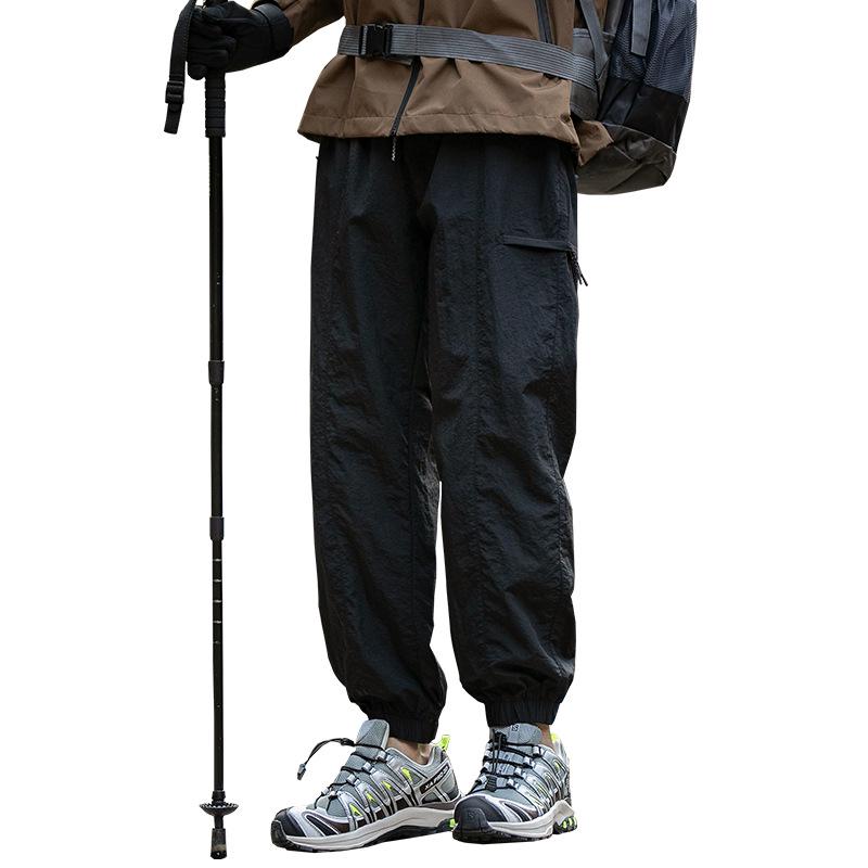 Men's Spring Ice Silk Quick-Dry Tapered Leg Mountain Style Outdoor Wrinkled Shell Pants