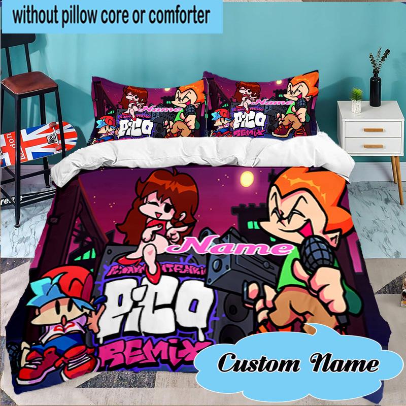 Custom Name 3PCS Friday Night Bedding Set Including 1pc Duvet Cover And 2pcs Pillowcases for Bedroom, Dormitory Gift Home Decor