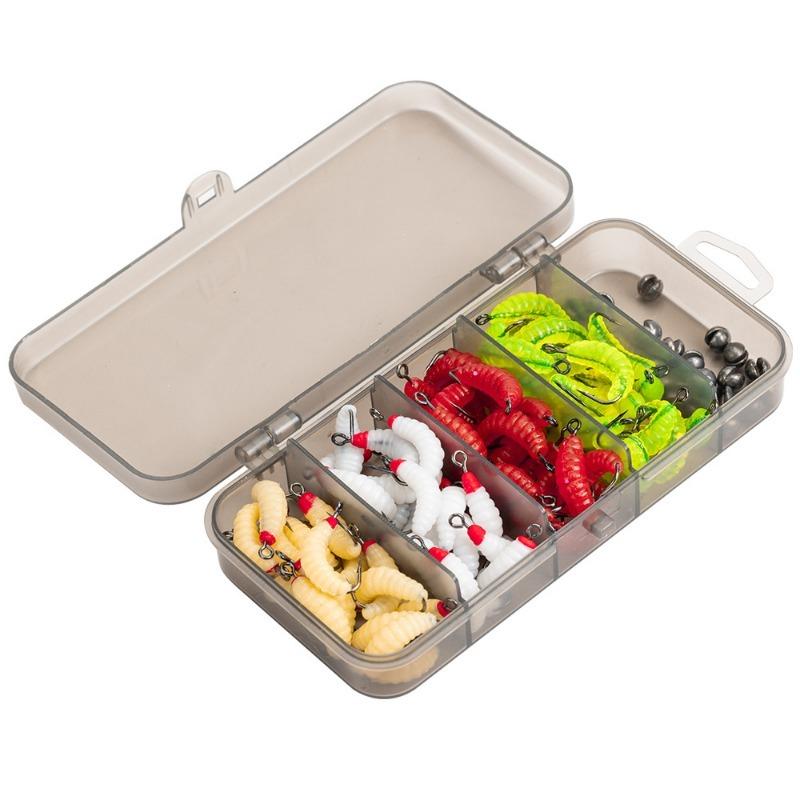 100pcs Breadworm Fishing Bait Set Freshwater Sandworm Maggot Soft Worm Fishing Lure Set