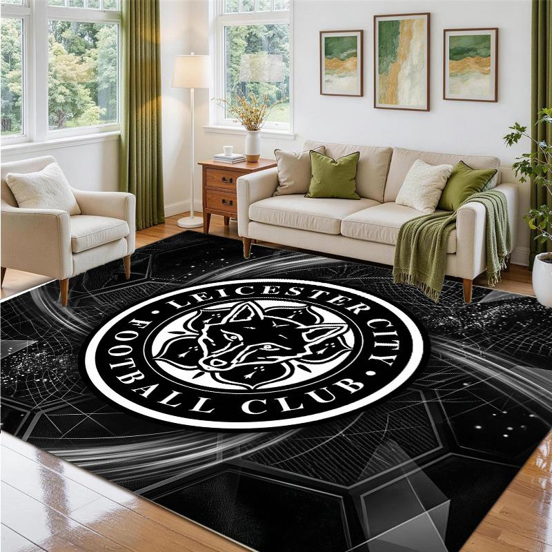 Leicester City Football Design Crystal Velvet Rug Soft Decorative Mat for Bedroom Entrance