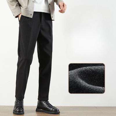 High-end Woolen Pants Men's Autumn and Winter Korean Style Small Trousers Men's Slim Drape Straight Casual Casual Suit Pants