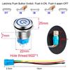 0.87''/22mm Stainless Steel Latching Push Button Switch SPDT 110V-220V/3A Power Symbol LED 1NO1NC ON/Off Waterproof Toggle Switch with Wire Socket