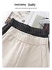 Women's Beige Cashmere Wool Blend Wide-Leg Pants with Fleece Lining - Autumn/Winter 2024 Collection